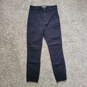 Everlane The Way High Skinny Jeans Organic Cotton Black Raw Hem Size 28 Regular